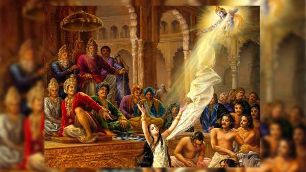 Draupadi Berusaha Ditelanjangi Di Depan Sidang Para Panglima Besar dan Ditolong Oleh Krsna.jpg